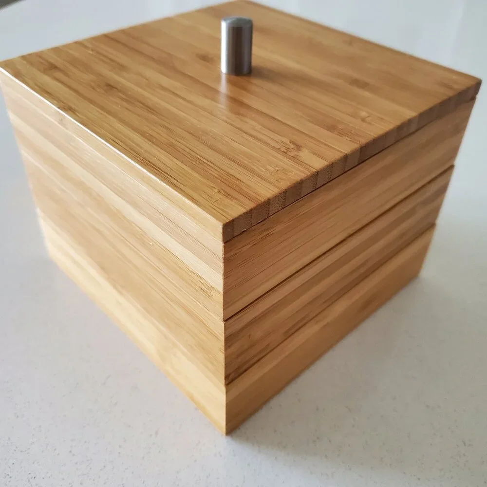 Crate & Barrel 3 Tier Bamboo Box Organizer, Jewelry Box